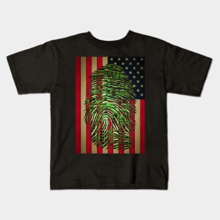 Fingerprint on the US flag Kids T-Shirt